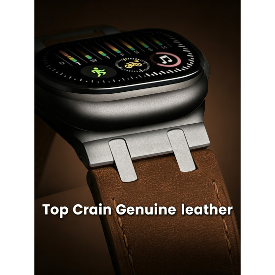 Classic Hybrid Leather Sport Strap, Premium Cowhide Band with Streamlined Metal Hardware for Apple Watch Ultra